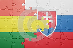 Puzzle s národní vlajkou Slovenska a Bolívie
