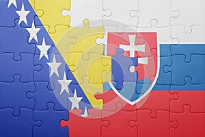 Puzzle so štátnou vlajkou slovenska a bosny a Hercegoviny