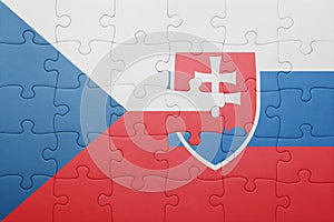 Puzzle with the national flag of slovakia and czech republic