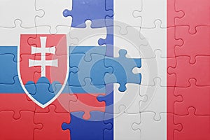 Puzzle so štátnou vlajkou slovenska a Francúzska