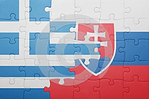 Puzzle so štátnou vlajkou slovenska a grécka