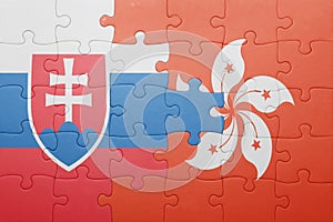 Puzzle with the national flag of slovakia and hong kong