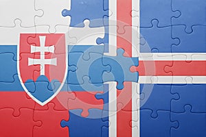 Puzzle with the national flag of slovakia and iceland