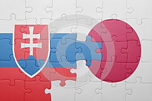 Puzzle s národní vlajkou slovenska a Japonska