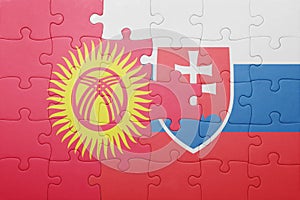 Puzzle with the national flag of slovakia and kyrgyzstan