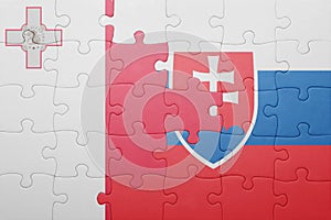 Puzzle with the national flag of slovakia and malta