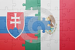 Puzzle s národnou vlajkou slovenska a mexika