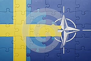 Puzzle with the national flag of sweden and nato photo