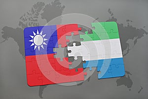 puzzle with the national flag of taiwan and sierra leone on a world map