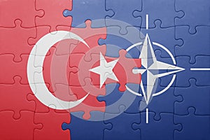 Puzzle with the national flag of turkey and nato