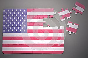 Puzzle with the national flag of united states of america