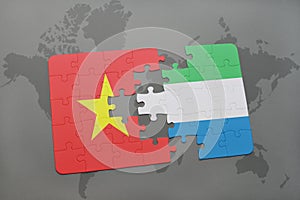 puzzle with the national flag of vietnam and sierra leone on a world map