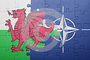 Puzzle with the national flag of wales and nato