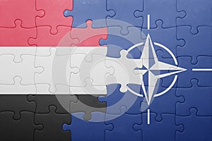 Puzzle with the national flag of yemen and nato