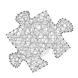 Puzzle one piece sumbol from abstract futuristic polygonal black
