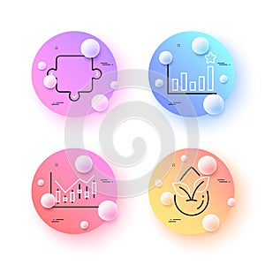 Puzzle, Organic product and Efficacy minimal line icons. For web application, printing. Vector
