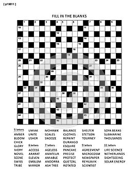 Puzzle page with criss-cross or fiil in word game