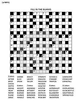 Puzzle page with criss-cross or fiil in word game