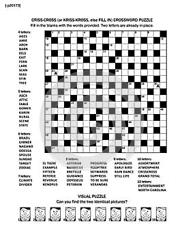 Puzzle page with word game and picture riddle photo