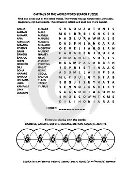 Puzzle page with two word games