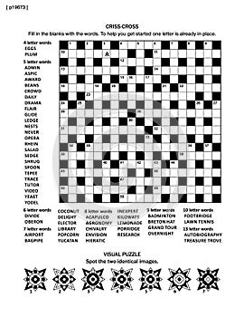 Puzzle page with word game and picture riddle