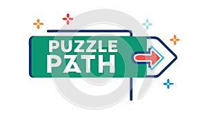 PUZZLE PATH Game Directional Sign, vector design Generative AI