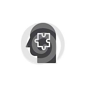 Puzzle piece in human head vector icon