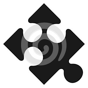 Puzzle piece icon. Black jigsaw shape sign