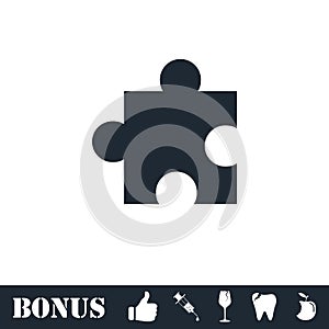 Puzzle piece icon flat