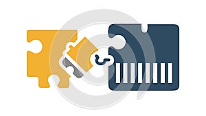 Puzzle piece and server, symbolizing integration and IT solutions, vector design Generative AI