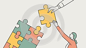 Puzzle Pieces Connecting, Problem Solving and Teamwork, vector design Generative AI