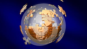 Puzzle pieces forming globe