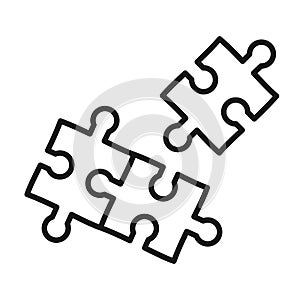 Puzzle pieces icon. Plugins Outline vector illustration