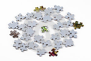 Puzzle pieces isolated on white background