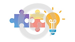 Puzzle Pieces & Light Bulb Collaborative Ideas, vector design Generative AI