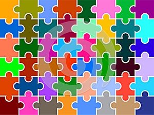 Puzzle pieces multi colored background