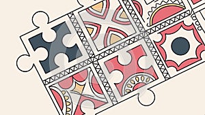 Puzzle pieces pattern, jigsaw solution design element vector design Generative AI