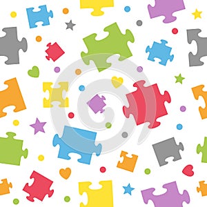 Puzzle Pieces Seamless Pattern