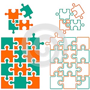 Puzzle pieces vector illustration two variants photo