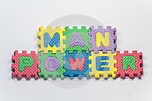 Puzzle pieces with word manpower