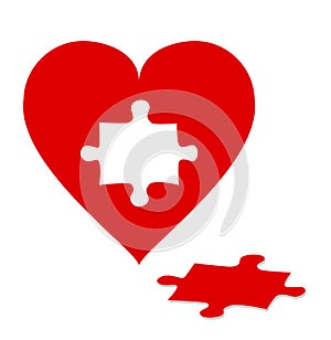 Puzzle with red heart