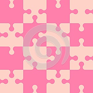 Puzzle seamless pattern. Pink abstract background. Vector illustration.