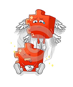 Puzzle spirit leaves the body mascot. cartoon vector