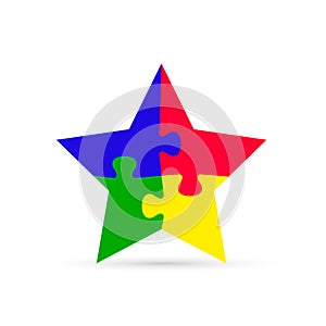Puzzle Star icon. Vector logo flat design template
