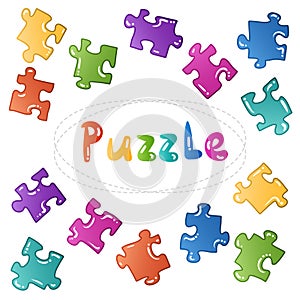 Puzzle stickers set. Vector blocks collection.