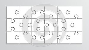 Puzzle thinking game. Simple mosaic 3x6 layout. 18 pieces jigsaw grid. Album orientation photo