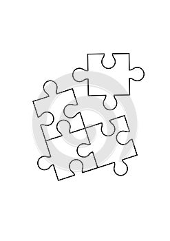 Puzzle toys black and white lineart drawing illustration. Hand drawn coloring pages lineart illustration in black and white