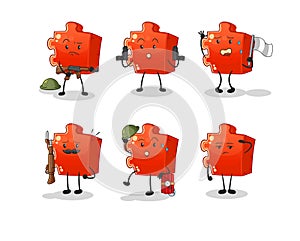 Puzzle troops character. cartoon mascot vector