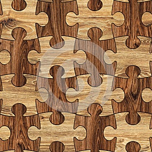 Puzzle Wood Seamless Background, Puzzled Brown Wooden Texture