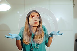 Puzzled Clueless Health Care Medical Worker Shrugging